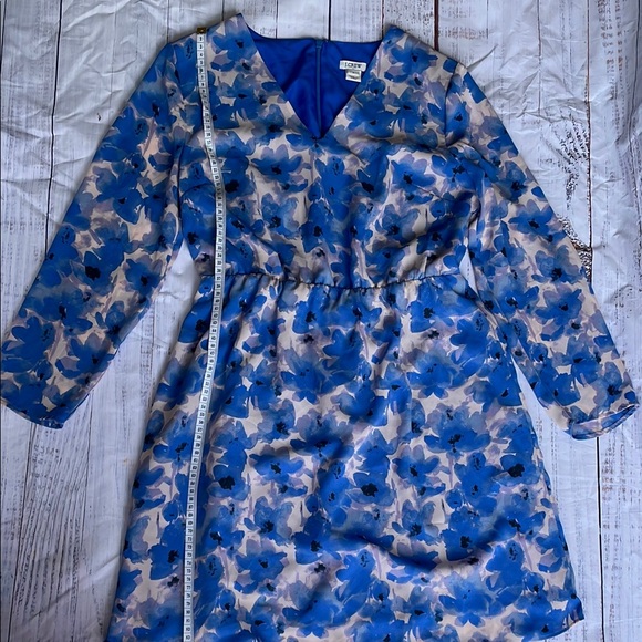 J. Crew Blue V-Neck Long Sleeve Sundress - Picture 4 of 7